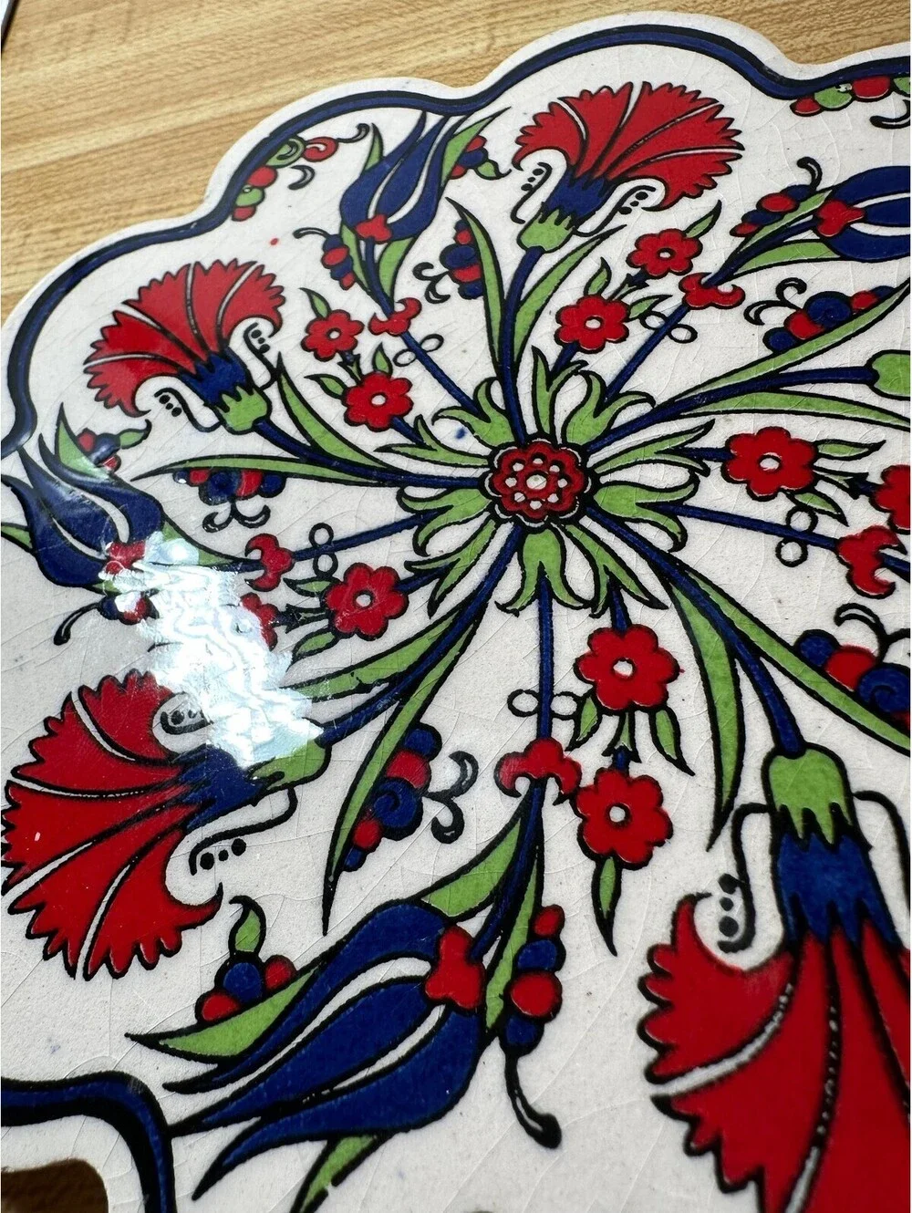 Turkish Handmade Ceramic Floral Trivet Home Decor